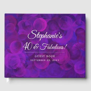 Elegant Purple 40 and Fabulous Birthday Party Guest Book