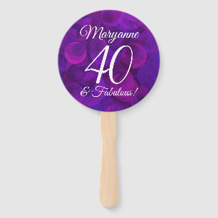 Elegant Purple 40 and Fabulous Birthday Party Hand Fan