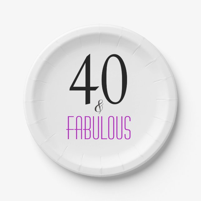 Elegant Purple 40th Birthday Party Paper Plate (Front)