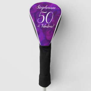Elegant Purple 50 and Fabulous Birthday Party Golf Head Cover