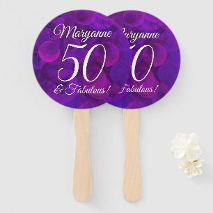 Elegant Purple 50 and Fabulous Birthday Party Hand Fan
