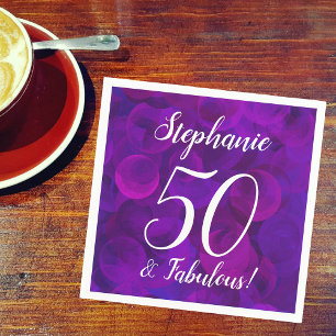 Elegant Purple 50 and Fabulous Birthday Party  Napkin