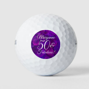 Elegant Purple 50 & Fabulous Birthday Party Golf Balls