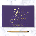 Elegant Purple 50th Birthday Party Gold Guest Book<br><div class="desc">Elegant purple guest book for her 50th birthday party featuring gold foil and "50 & Fabulous" in a chic calligraphy script. Customize with her name,  the party date and a title on the spine.</div>