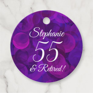 Elegant Purple 55 and Retired Retirement Favour Tags