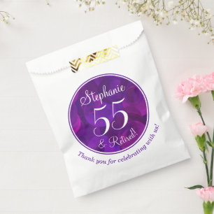 Elegant Purple 55 and Retired Retirement Party Favour Bag