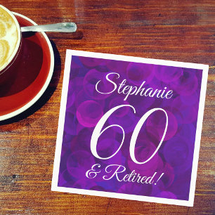Elegant Purple 60 and Retired Retirement Party Napkin