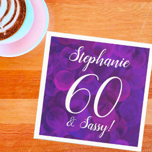 Elegant Purple 60 and Sassy Birthday Party Napkin