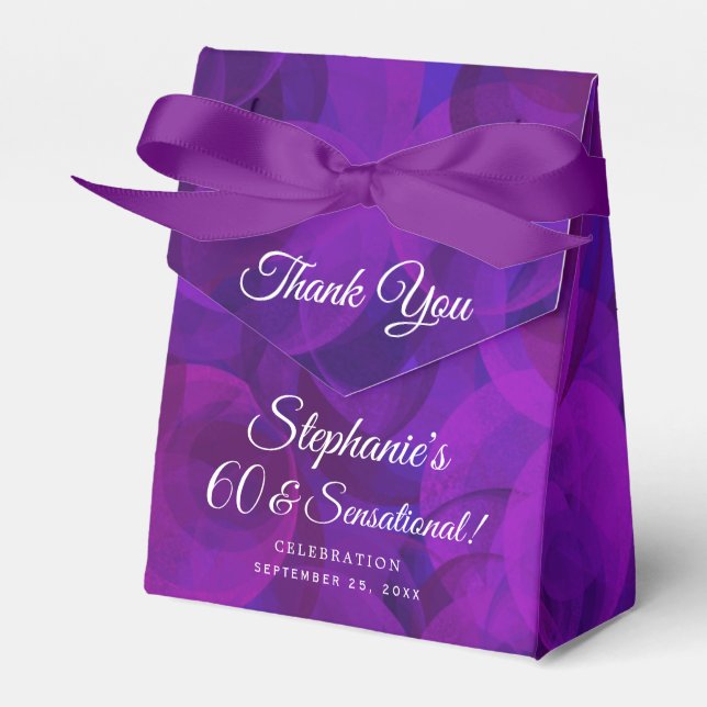 Elegant Purple 60 and Sensational Birthday Party Favor Box (Front Side)