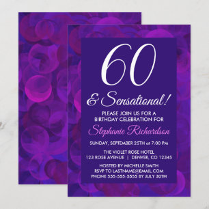 Elegant Purple 60 and Sensational Birthday Party Invitation
