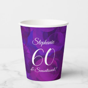 Elegant Purple 60 and Sensational Birthday Party Paper Cups