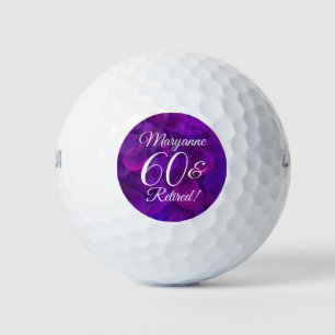 Elegant Purple 60 & Retired Retirement Party Golf Balls