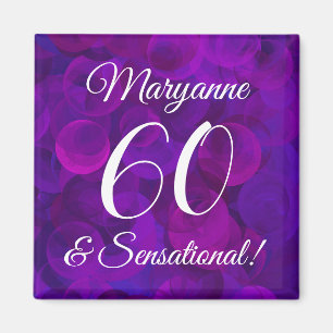Elegant Purple 60 & Sensational Birthday Party Magnet