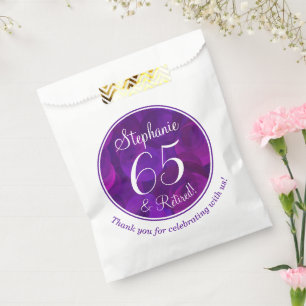 Elegant Purple 65 and Retired Retirement Party Favour Bag