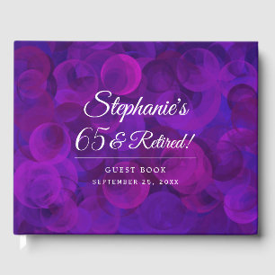 Elegant Purple 65 & Retired Retirement Guest Book