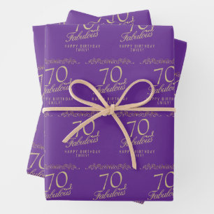 Elegant Purple 70 and Fabulous 70th Birthday Wrapping Paper Sheet