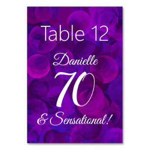 Elegant Purple 70 and Sensational Birthday Party Table Number