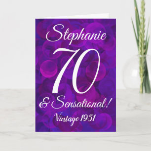 Elegant Purple 70 and Sensational Personalized Card