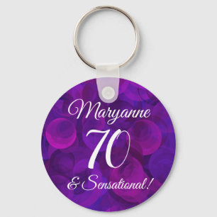 Elegant Purple 70 & Sensational Birthday Party Keychain