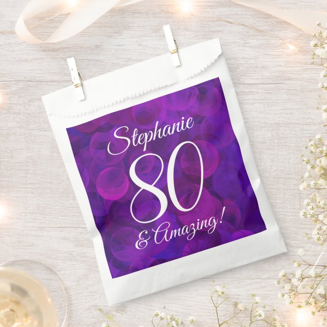 Elegant Purple 80 and Amazing Birthday Party Favour Bag (Clipped)