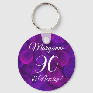 Elegant Purple 80 and Amazing Birthday Party Keychain