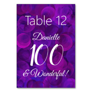 Elegant Purple 90 and Nonstop Birthday Party Table Number