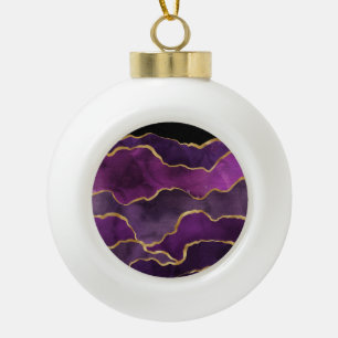 Elegant Purple Abstract Watercolor Pattern Ceramic Ball Christmas Ornament
