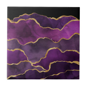 Elegant Purple Abstract Watercolor Pattern Tile