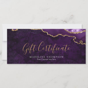 Élégant Purple Agate Certificat cadeau Carte cadea