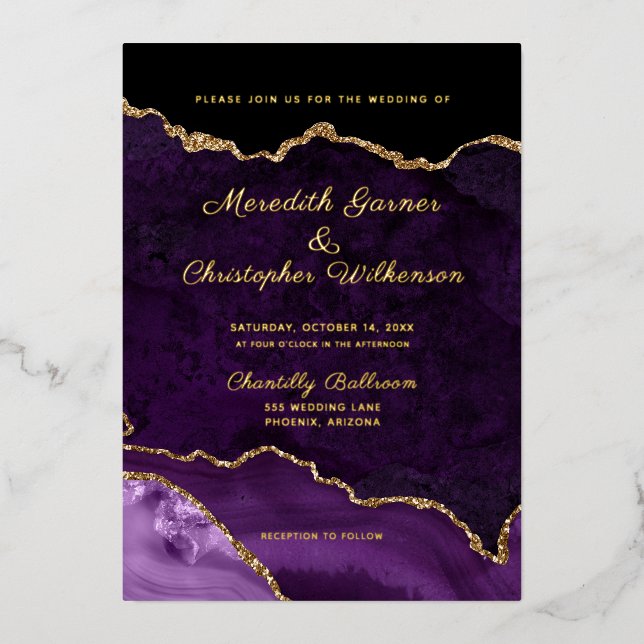 Elegant Purple Agate Gold Wedding (Front)