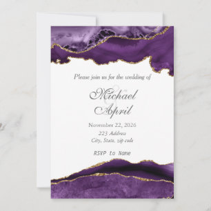 Elegant Purple Agate Wedding Invitation Customize