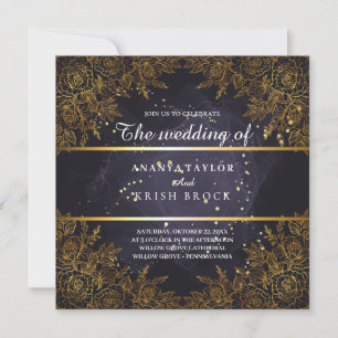 Elegant Purple and black Wedding Invitation