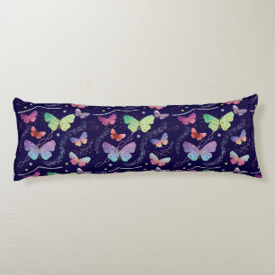 Elegant Purple and Blue Bright Butterflies Body Pillow