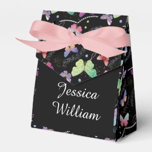 Elegant Purple and Blue Bright Butterflies  Favor Box