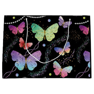 Elegant Purple and Blue Bright Butterflies Large Gift Bag