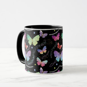 Elegant Purple and Blue Bright Butterflies Mug