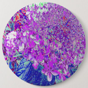 Elegant Purple and Blue Limelight Hydrangea 6 Inch Round Button