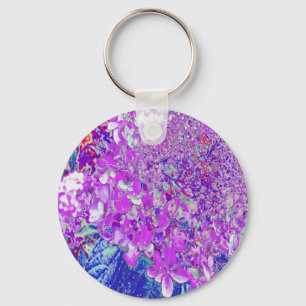 Elegant Purple and Blue Limelight Hydrangea Keychain