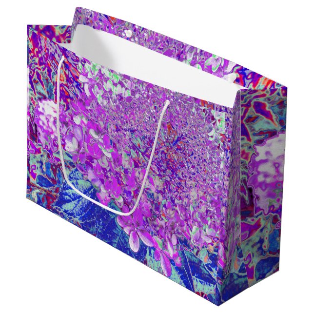 Elegant Purple and Blue Limelight Hydrangea Large Gift Bag (Front Angled)