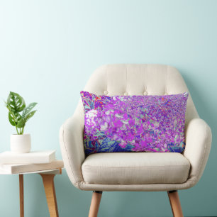 Elegant Purple and Blue Limelight Hydrangea Lumbar Pillow