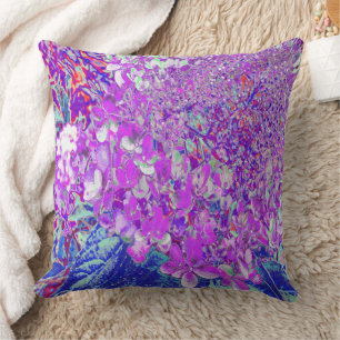 Elegant Purple and Blue Limelight Hydrangea Throw Pillow