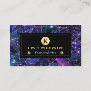 Elegant Purple and Blue Midnight Crystal Galaxy Business Card