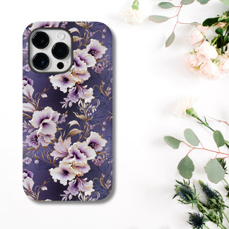 Elegant Purple and Cream Orchid Floral Case-Mate iPhone 14 Pro Max Case