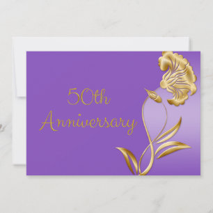 Elegant Purple and Gold 50th Anniversary Invites