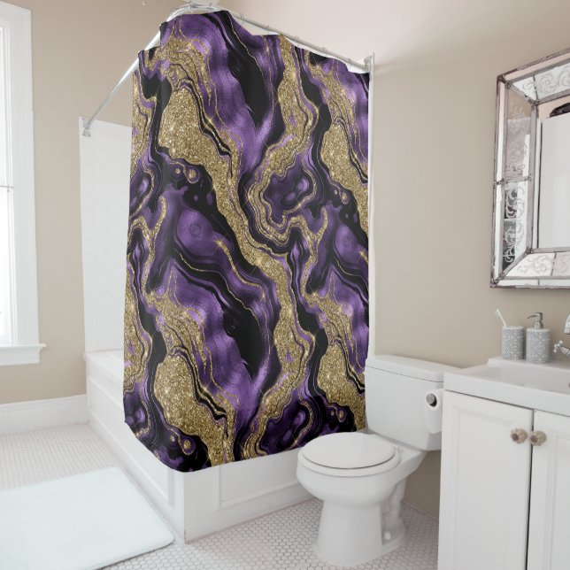 Elegant Purple and Gold Glitter Agate Pattern (In Situ)