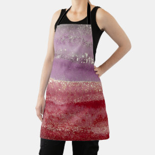 Elegant purple and gold glitter apron