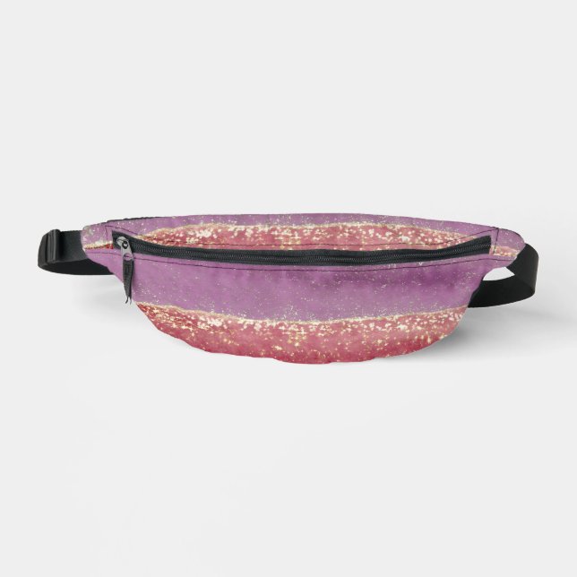 Elegant purple and gold glitter fanny pack (Front)