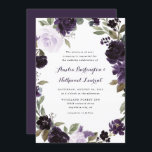 Elegant Purple and Gold Green Leaf Floral Wedding Invitation<br><div class="desc">Design features light and dark purple shades of watercolor rose and peony flowers over botanical eucalyptus and other elegant greenery elements that form a wreath. Design also features hints of vintage gold leaf elements to add additional elegance to the overall design. The back is set to a dark purple shade....</div>