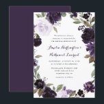 Elegant Purple and Gold Green Leaf Floral Wedding Invitation<br><div class="desc">Design features light and dark purple shades of watercolor rose and peony flowers over botanical eucalyptus and other elegant greenery elements that form a wreath. Design also features hints of vintage gold leaf elements to add additional elegance to the overall design. The back is set to a dark purple shade....</div>