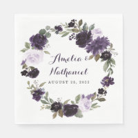 Elegant Purple and Gold Green Leaf Floral Wedding